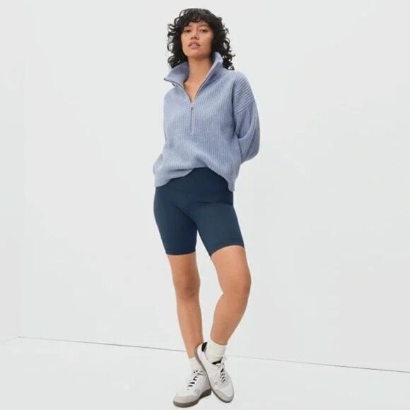 Everlane Blue Atlantic The Perform Bike Short Size XS High Rise Pocket Women's - Picture 2 of 15